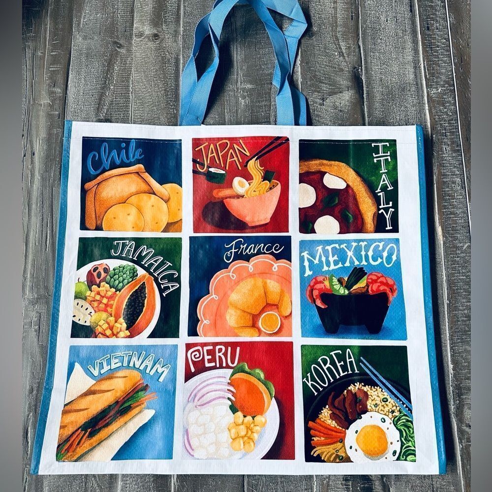 Culinary Travel Theme Food Poster Reusable Eco Shopping Tote Bag